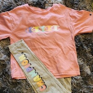 Champion Pink and Gray Leggings with Playful Design